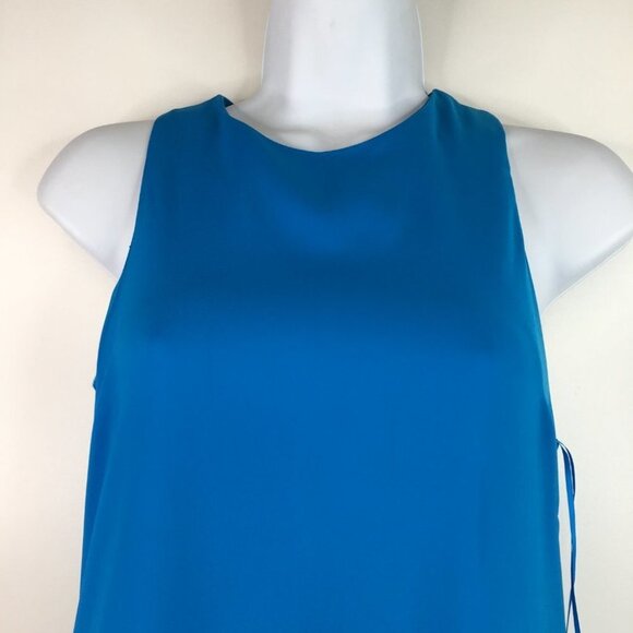 Topshop Assymetrical Blue Dress Sleeveless Size 4 - Picture 3 of 9